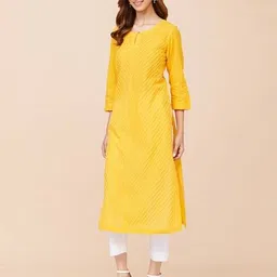 fabindia Women Striped Straight Kurta image 2