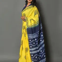 indie picks Floral Printed Pure Cotton Saree with Blouse Set image 2