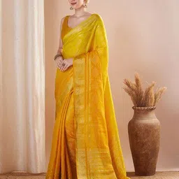 ri-wah Ethnic Motif Design Tassels and Latkans Pure Georgette Ethnic Motif Saree Traditional Saree image 2