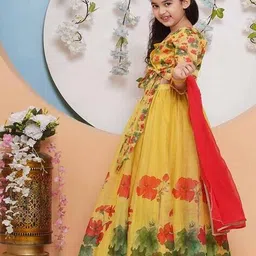 bitiya by bhama Girls Embellished Kurta Suit Set image 2