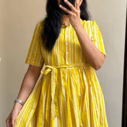 raiyani fashion Women Stripes A-Line Maxi Length Dress image 2