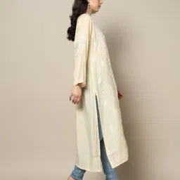 indie picks Women Hand Embroidered Lucknowi Chikankari Straight Kurta image 2