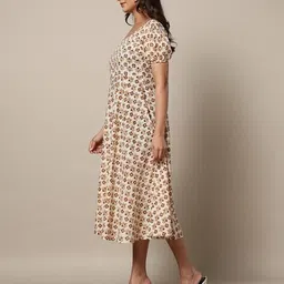 indie picks Handblock Print Cotton Fit & Flare Dress image 2