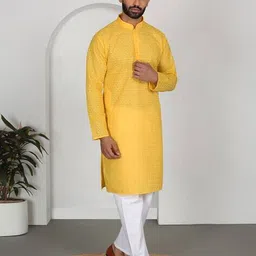 kraft india Men Embroidered Regular Fit Long Kurta image 2