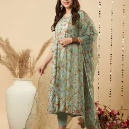 anni designer Women Floral Print Anarkali Kurta Set image 2
