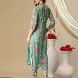 anni designer Women Floral Print Straight Kurta Set image 2