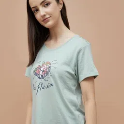 ginger by lifestyle Women Regular Fit Printed Cotton T-Shirt image 2