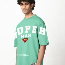 bewakoof Men's DC Superman Granite Graphic Printed Oversized T-shirt image 2