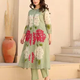 aaghnya fashion Women Floral Print A-Line Kurta Set image 2