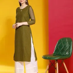 nyrika Women Embroidered A-Line Round-Neck Kurta image 2