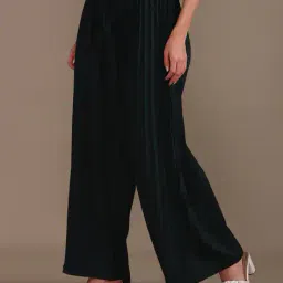 Shein Elasticated Waist Curled Hem Pleated Palazzo image 2