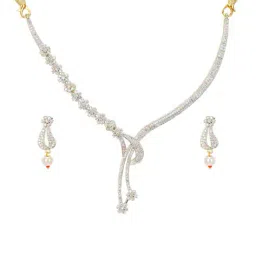 the pari American Diamond-Studded Necklace & Earrings Set image 2