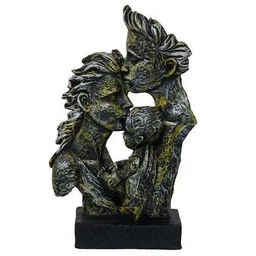 ecraftindia Silver-Toned And Green Textured Figurine Showpiece image 2