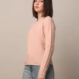 only Women Ribbed Regular Fit Round-Neck Pullover image 2