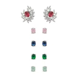 priyaasi Set of 5 Silver-Plated Stud Earrings image 2