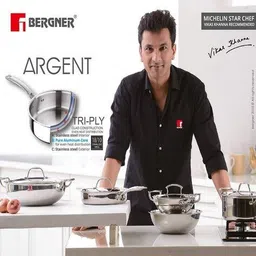 bergner Argent Triply Stainless Steel Casserole with Lid image 2
