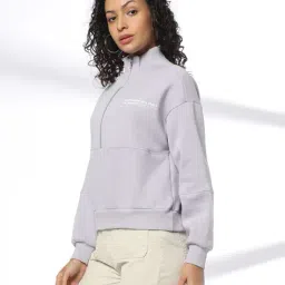 dnmx Women Typographic Print Regular Fit Zip-Front Sweatshirt image 2