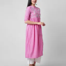 palsiya presents Women Embroidered A-Line Kurta image 2
