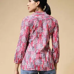womenster Women Floral Print Regular Fit Peplum Top image 2