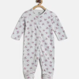 mini klub Pack of 2 Printed Round-Neck Cotton Sleepsuits image 2
