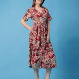 zelena Women Floral Print Fit & Flare Dress image 2