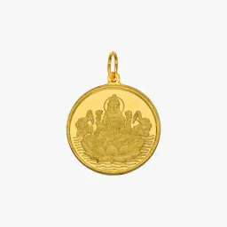 srijagdamba pearls dealer 22 KT 1 gm Goddess Lakshmi Yellow Gold Coin Cum Pendant image 2