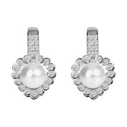 giva 925 Silver Zircon & Pearl Embellished Huggie Earrings image 2