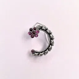 arte Sterling Silver Handcrafted Kempu-Studded Nose Pin image 2