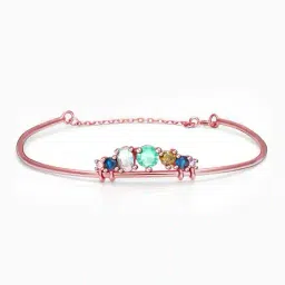 giva Women Sterling Silver Rose-Gold Plated Stone-Studded Link Bracelet image 2