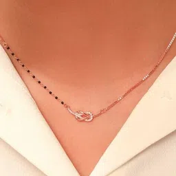 zavya Women Sterling Silver Rose Gold-Plated Beaded Mangalsutra image 2