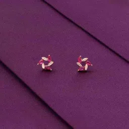 kai jewel Women Sterling Silver Rose Gold-Plated Chic Floral Stud Earrings image 2