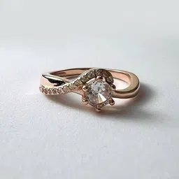 arte Women Sterling Silver Rose Gold-Plated Solitaire Ring image 2