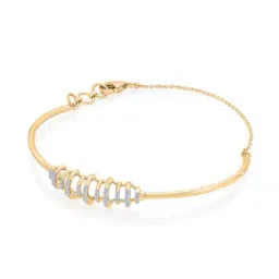 p n gadgil jewellers Women Yellow Gold Diamond-Studded Link Bracelet image 2