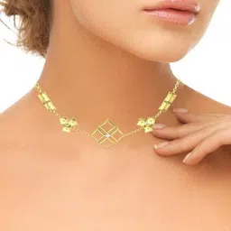 avsar Women Yellow Gold Diamond-Studded Necklace image 2