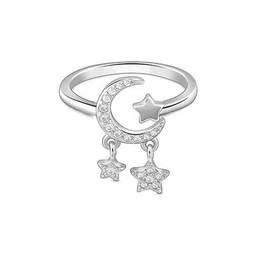 giva Women Sterling Silver Shiny Crescent Ring image 2