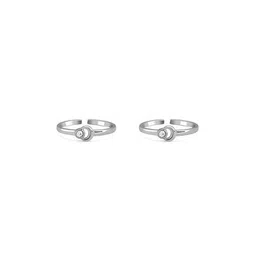 giva Women Sterling Silver Crescent Moon Adjustable Toe Rings image 2