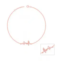 giva Women Sterling Silver Rose Gold-Plated Butterfly Duo Anklets image 2