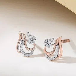 p n gadgil jewellers 14k Yellow Gold Flora Flame Stone-Studded Earrings image 2