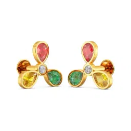 joyalukkas Women Yellow Gold Stone Stud Earrings image 2