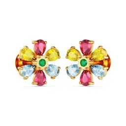joyalukkas Women Yellow Gold Stone Stud Earrings image 2