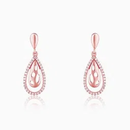 giva Women Sterling Silver Rose Gold-Plated Intricate Teardrop Earrings image 2