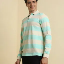 allen solly Men Striped Regular Fit Polo T-Shirt image 2