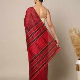indie picks Sanganeri Handblock Print Gota Zari Saree image 2