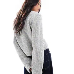 asos design Cropped Collar Cardigan in Mono Twist Yarn image 2