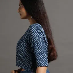 indie picks Natural Indigo Dyed Dabu Print Button-Front Top image 2