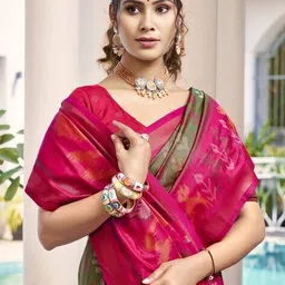 griva designer Women Pochampally Woven Saree with Blouse Piece image 2