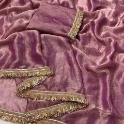 zikaraa Women Crunchy Silk Saree with Fringed Border image 2