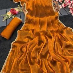 besucher Women Saree with Contrast Lace Border image 2