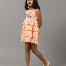 under fourteen only Girls Floral Print A-Line Dress image 2