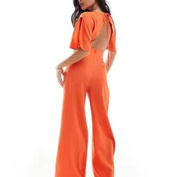 asos design Petite Ruched Front Cutouts Back Jumpsuit image 2